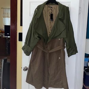 Two tone oversized trench coat